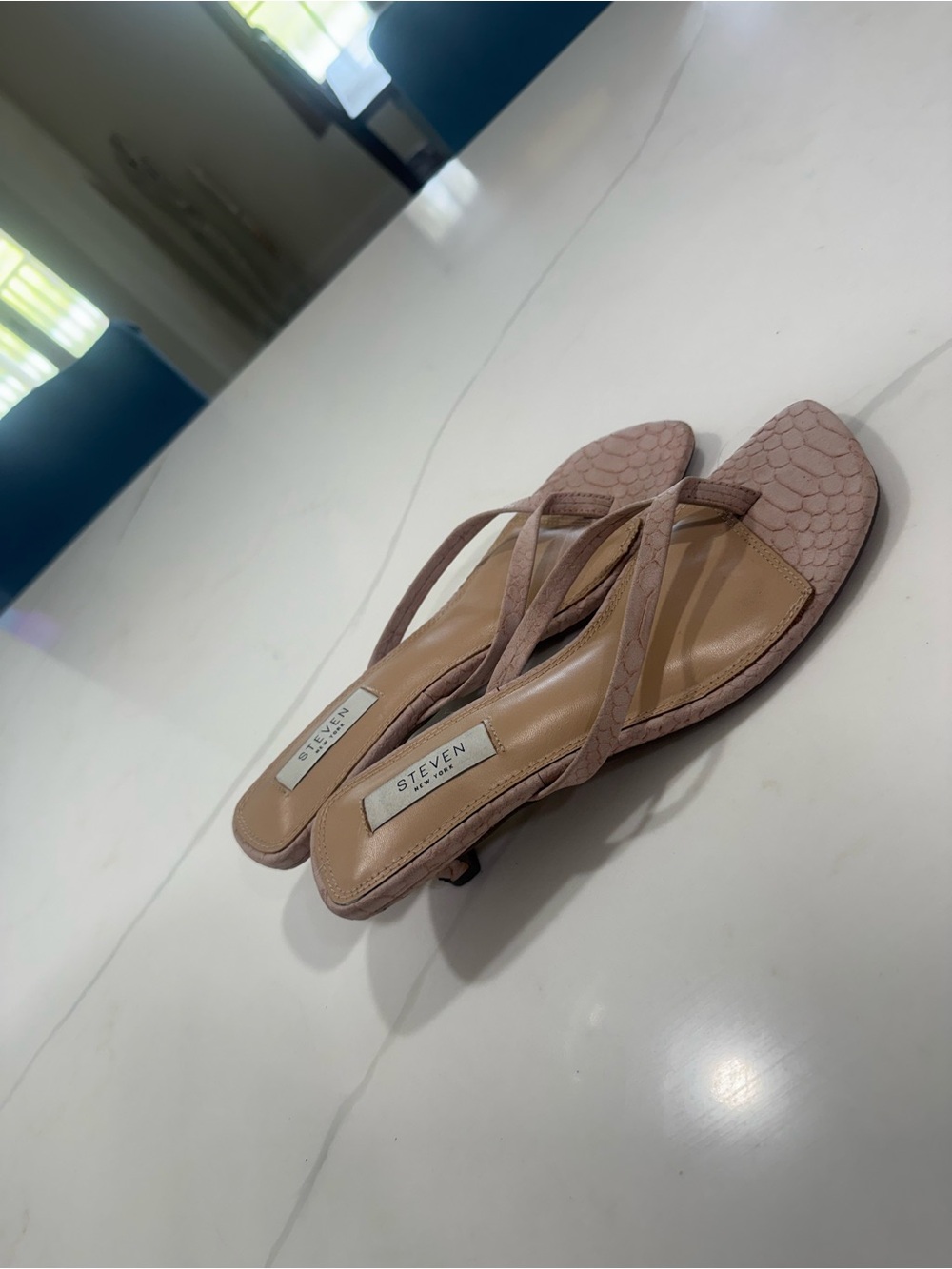 Steve Madden Blush Pink Textured Strappy Kitten Heels